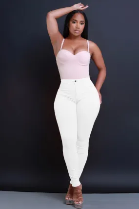 $5 Super Swank High Waist Stretchy Jeans - White