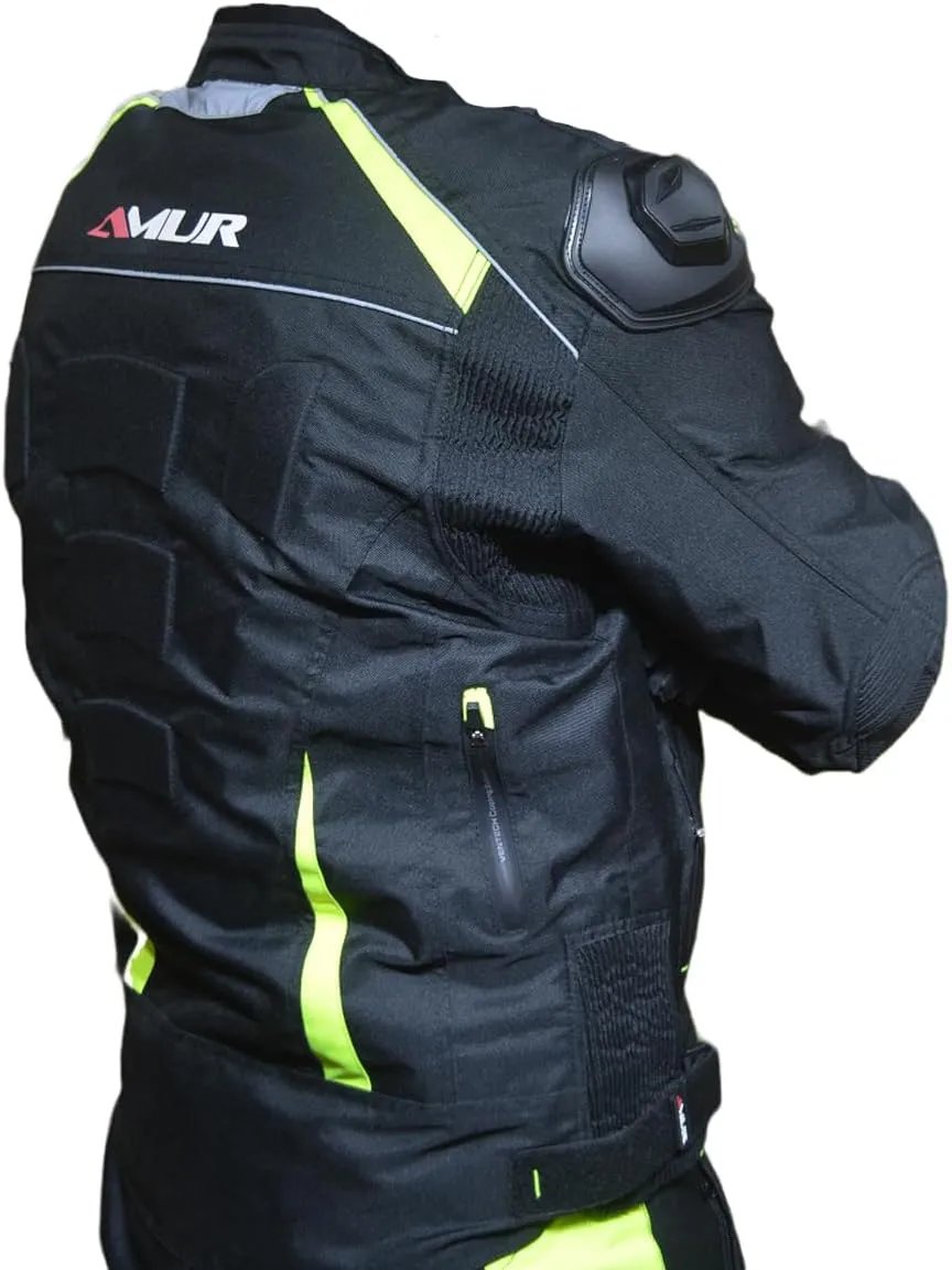 ABz Leathers Mens Mesh Armored Summer Motorcycle Gear Riding Light Weight Green & Black Jacket