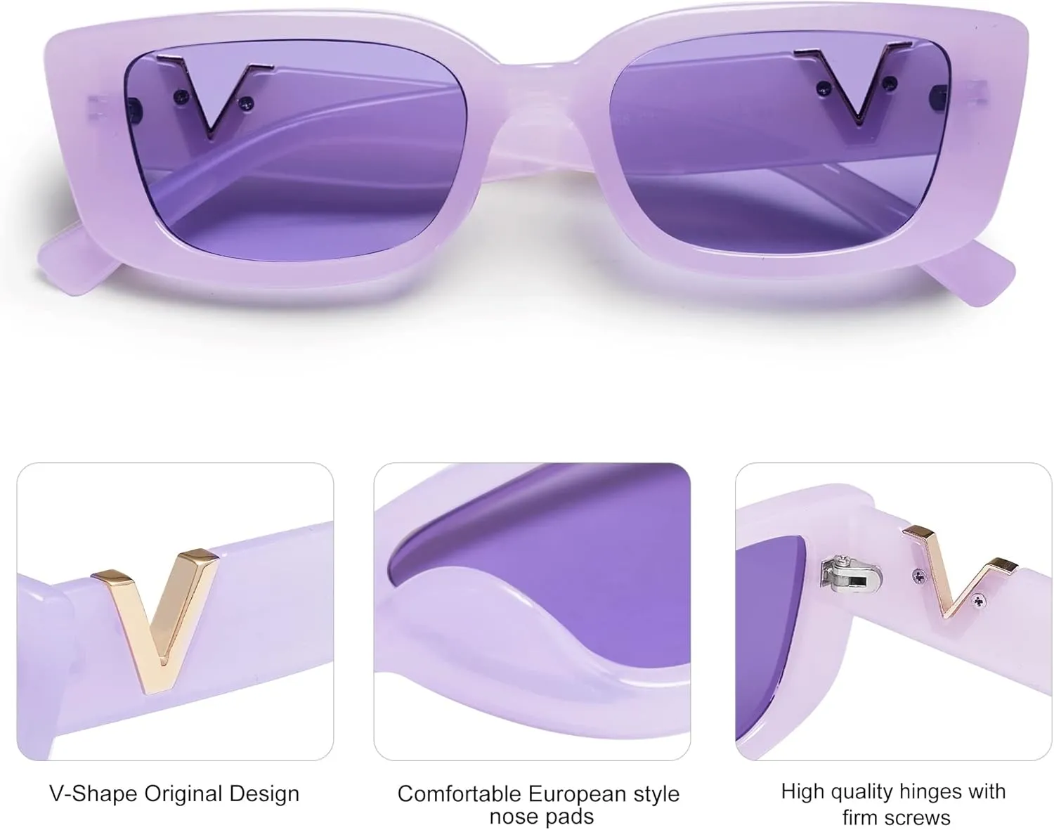 Allarallvr Rectangle Sunglasses for Women 90s Retro Trendy Y2K Classical Vintage Square Shades AR82037