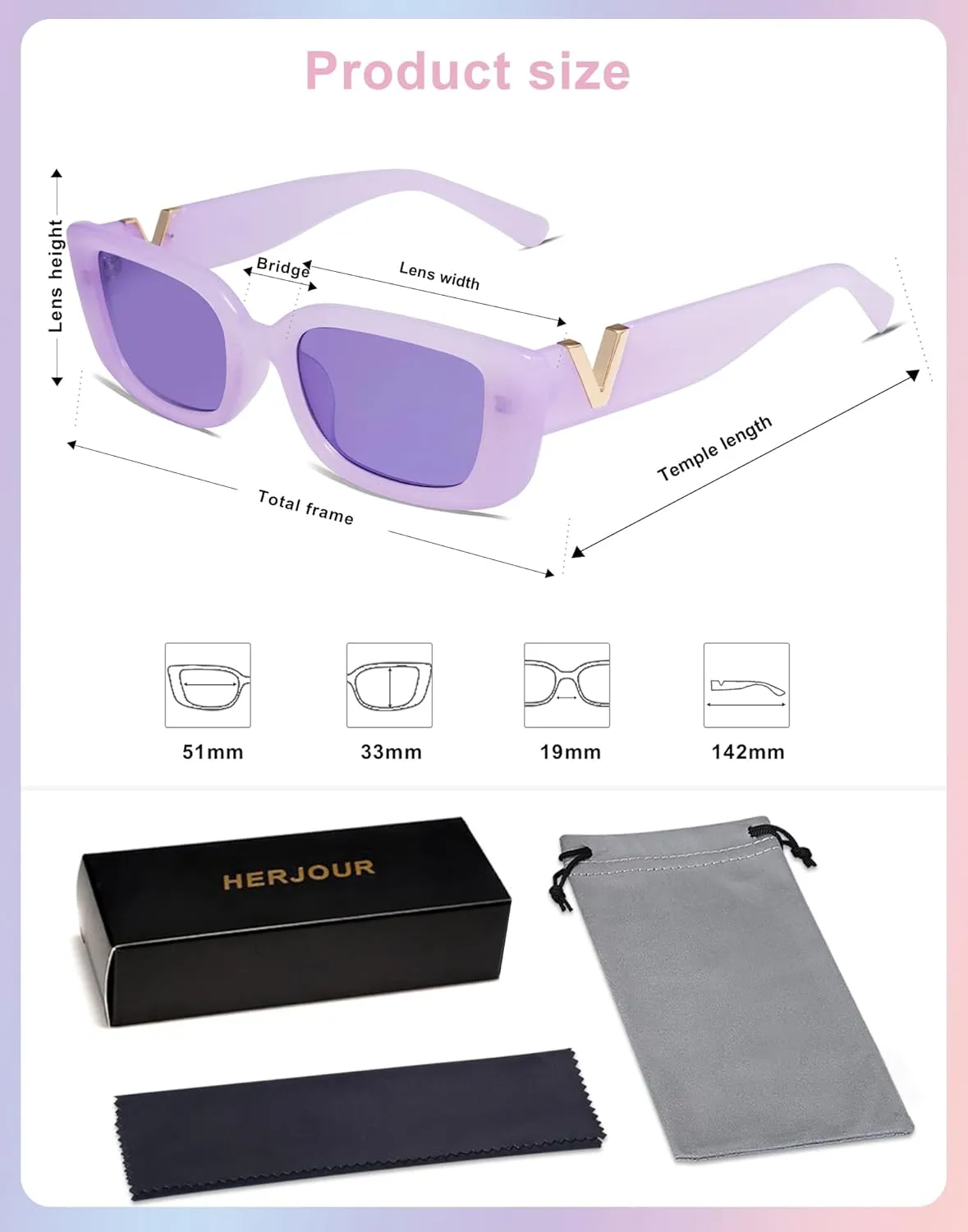 Allarallvr Rectangle Sunglasses for Women 90s Retro Trendy Y2K Classical Vintage Square Shades AR82037