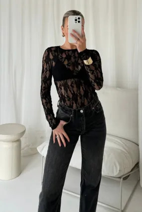 Amanda black lace top