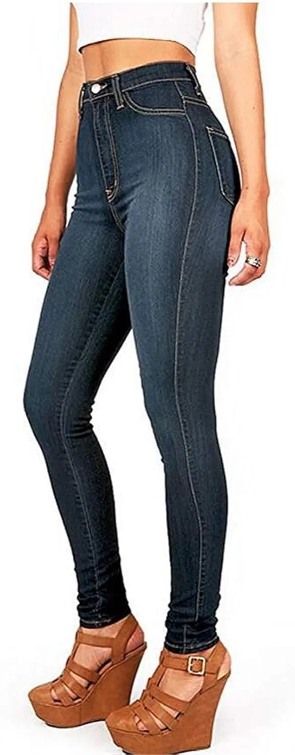 Andongnywell Super High Waisted Stretchy Skinny Jeans Denim Pants