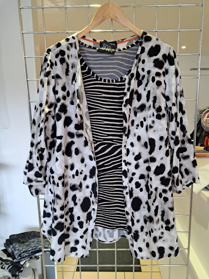 Animal print orange trim shirt
