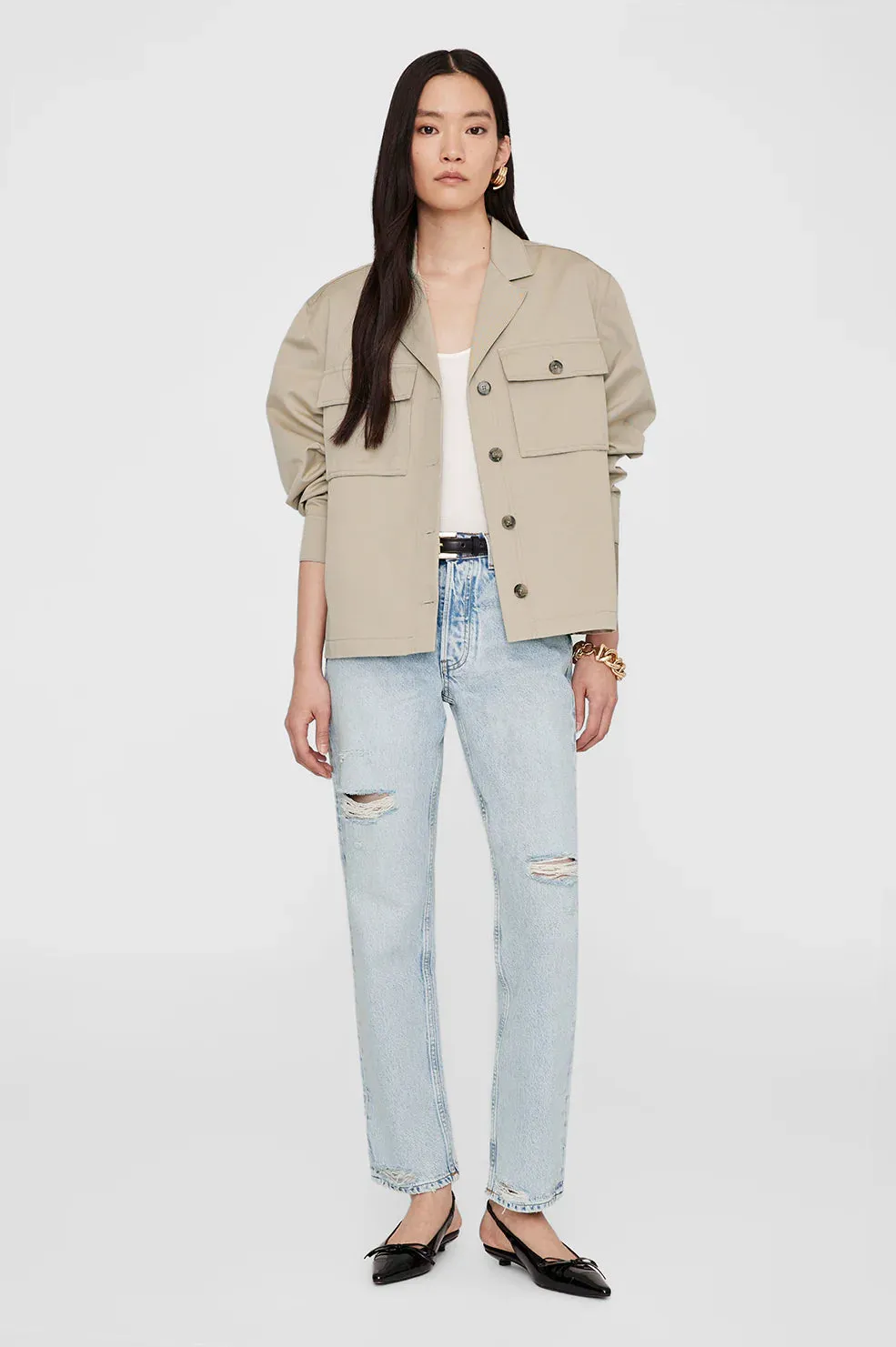 Anine Bing Sawyer Shirt Jacket - Oatmeal