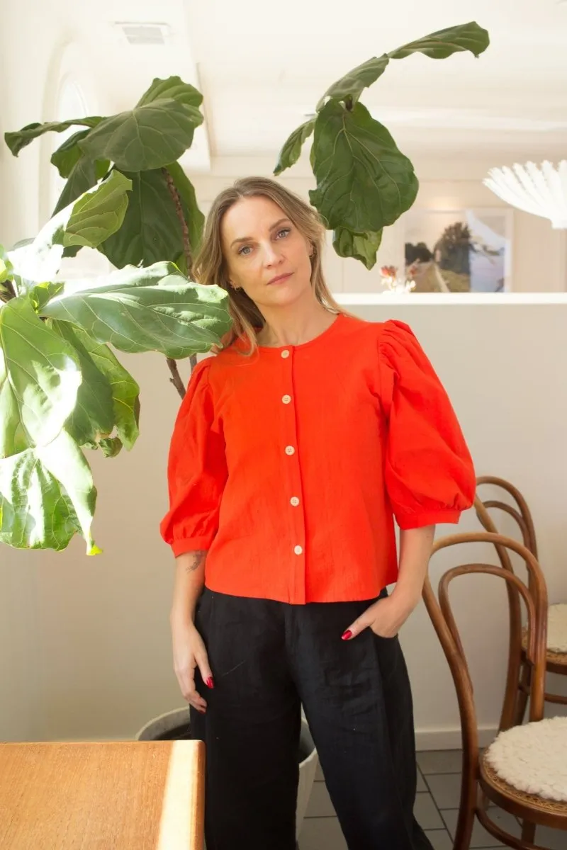 Birds of North America Serin Blouse -Blood Orange (Online Exclusive)