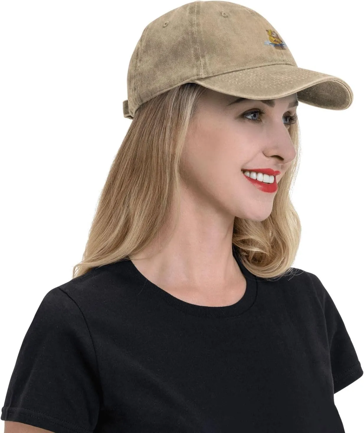 Black Little Hedgehog in Raincoat Picture Washed Cowboy Baseball Cap for Adults - Stylish and Breathable Hat