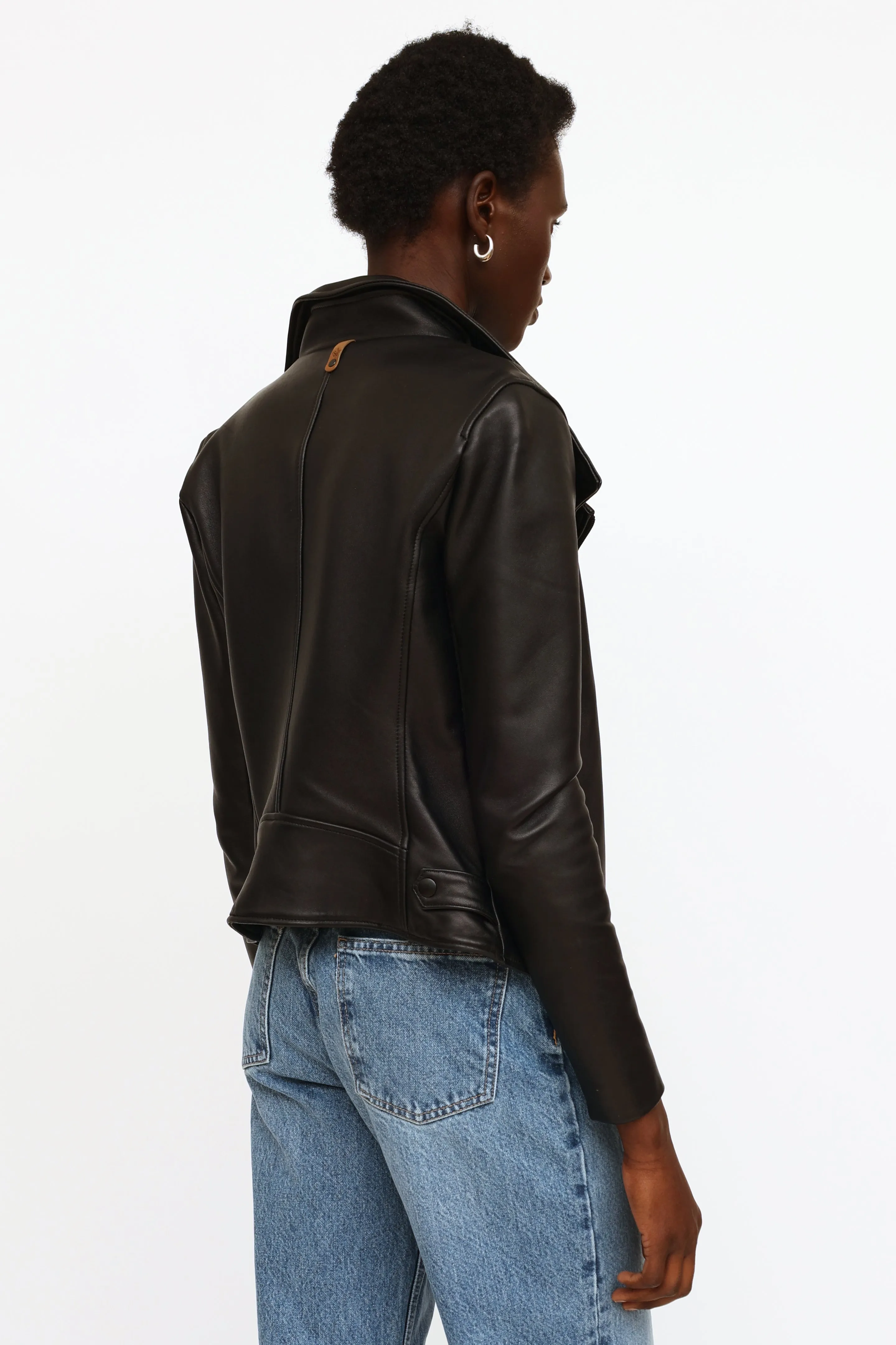 Black Sandy Leather Moto Jacket