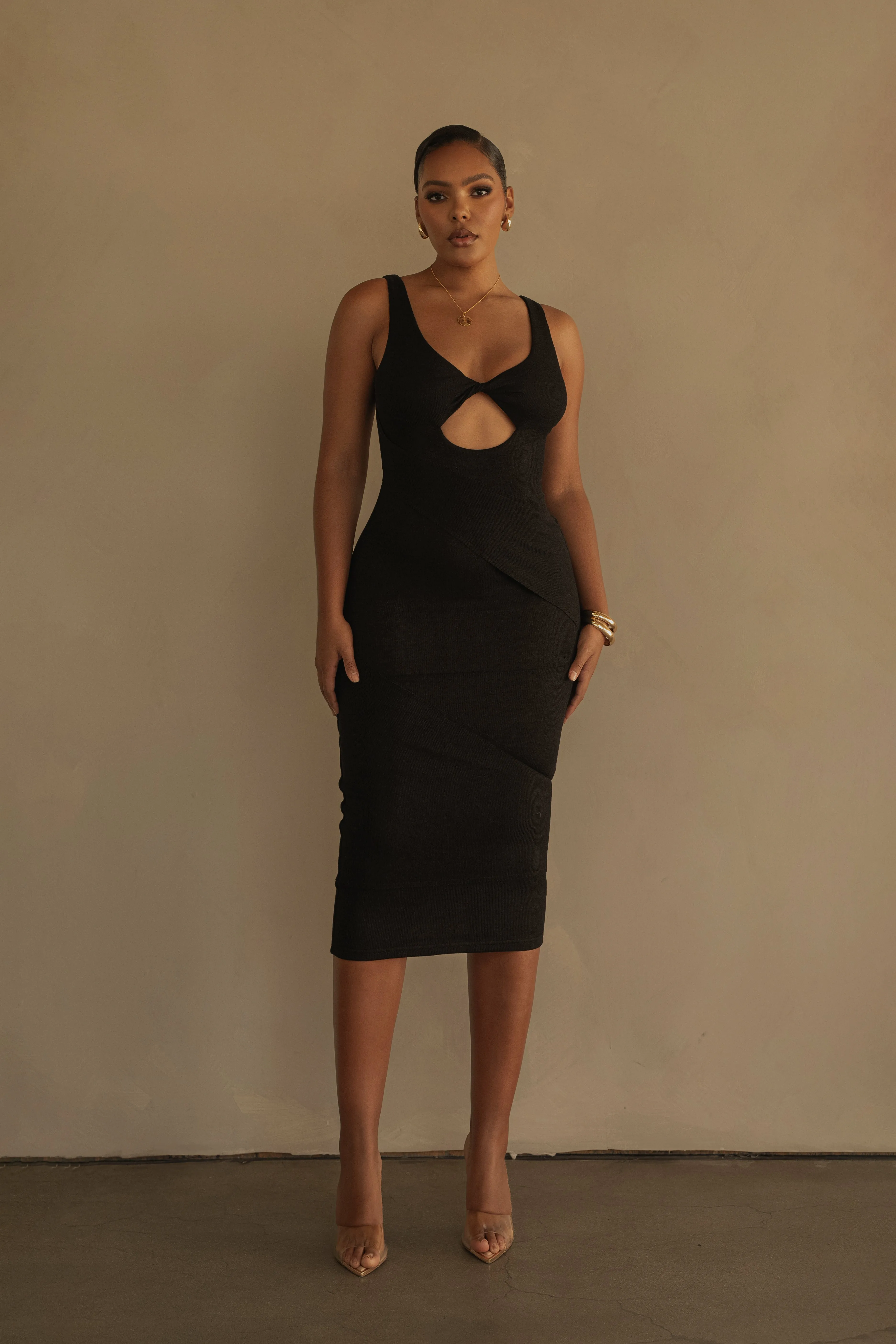 Black Shift Of Feelings Midi Dress