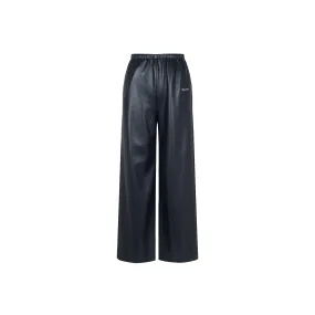 Black Super Soft  Logo Faux Leather Trousers