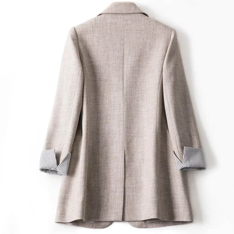 Blazer Feminino de Algodão com Manga Longa – Marrot