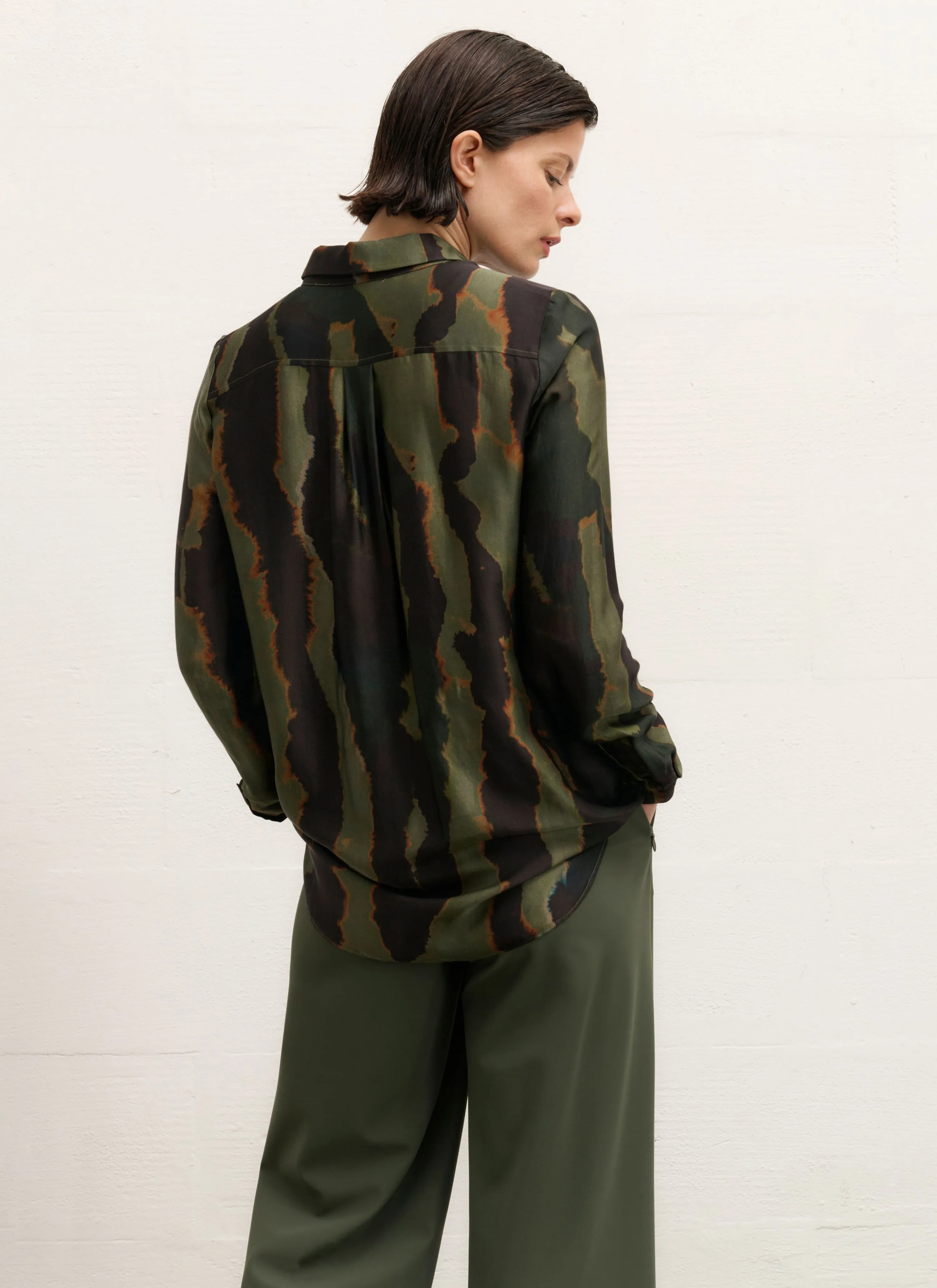 Blouse | Viscose Satin | Uran | Camouflage