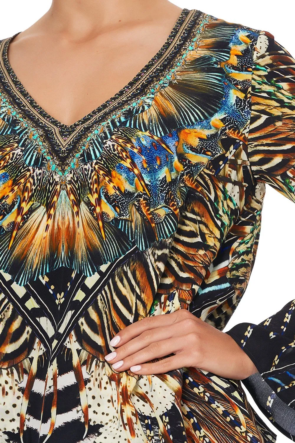 BLOUSE WITH SIDE SPLIT UNDERLAY LOST PARADISE