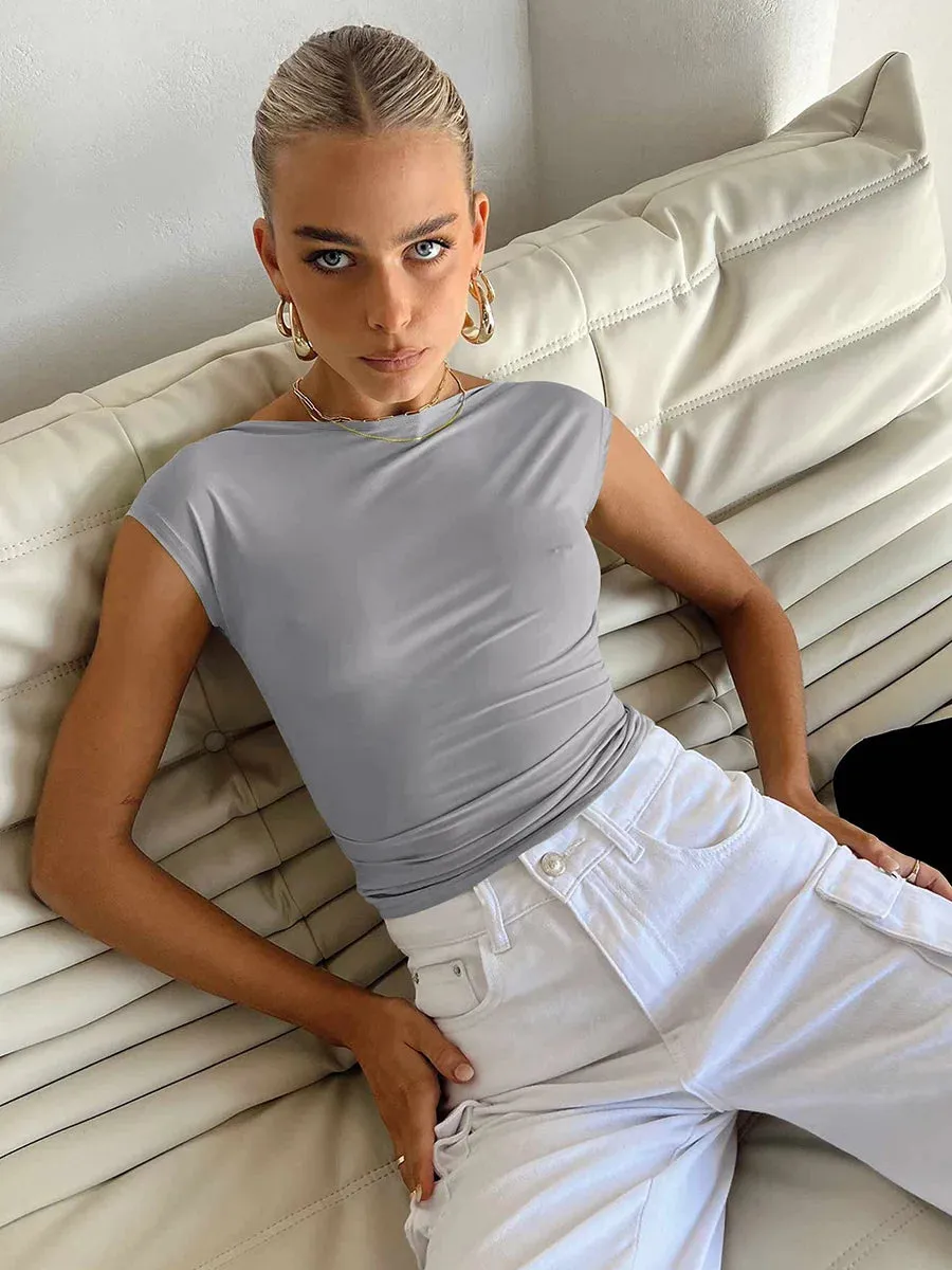 Breathable short-sleeved slim T-shirt for women