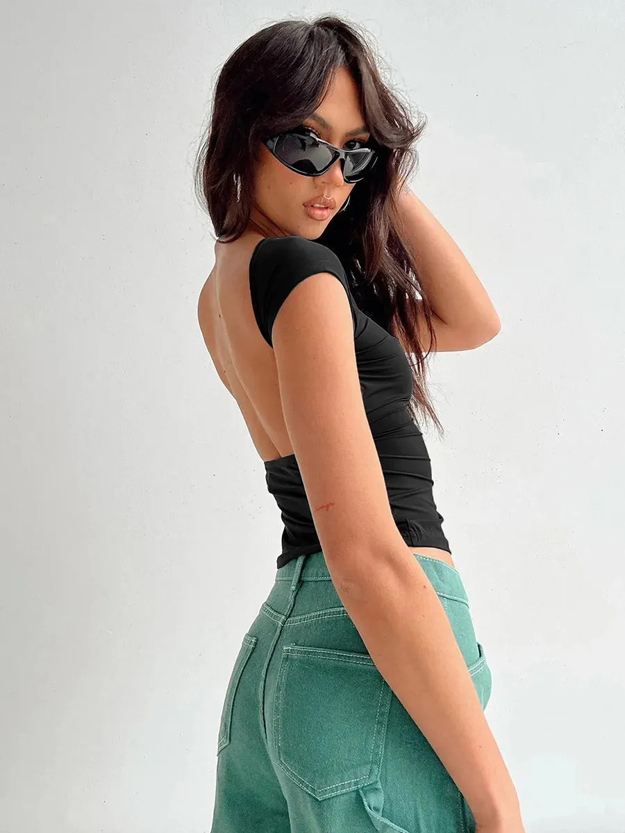 Breathable short-sleeved slim T-shirt for women