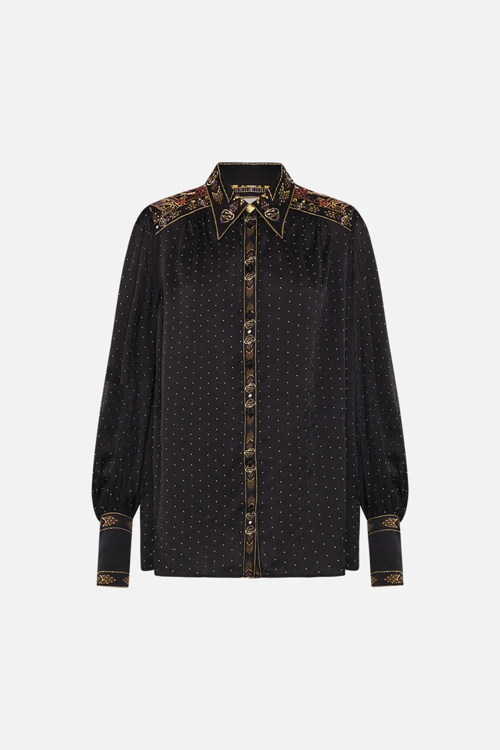 BUTTON THROUGH BLOUSON SLEEVE BLOUSE CARTOUCHE KINGDOM