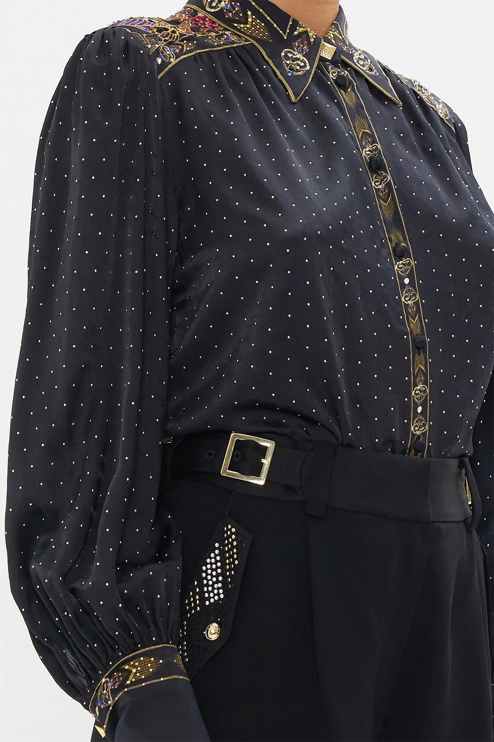 BUTTON THROUGH BLOUSON SLEEVE BLOUSE CARTOUCHE KINGDOM