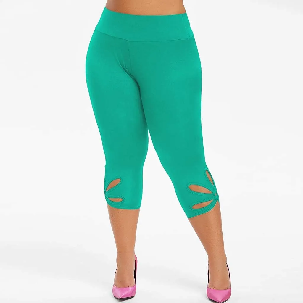 Capri Leggings for Women Plus Size Elastic High Waisted Tummy Control Cropped Yoga Pants Casual Cute Soft Comfy Capris Tights