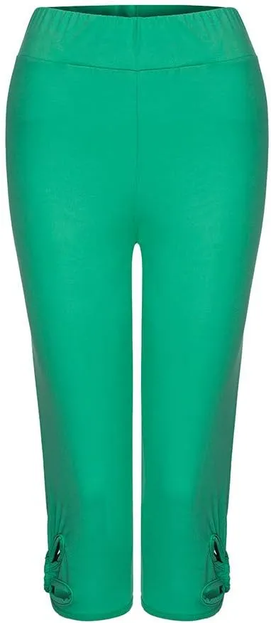Capri Leggings for Women Plus Size Elastic High Waisted Tummy Control Cropped Yoga Pants Casual Cute Soft Comfy Capris Tights