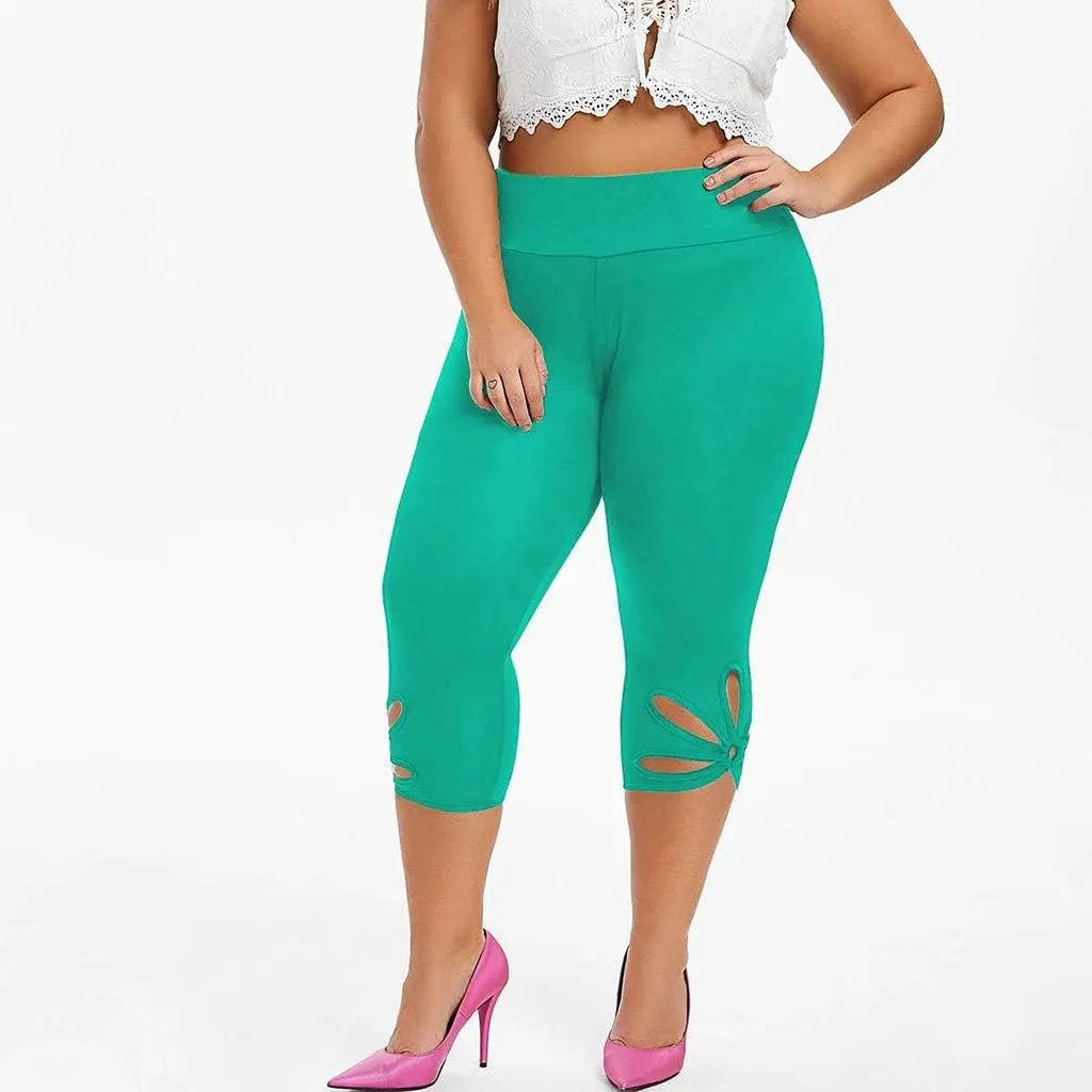 Capri Leggings for Women Plus Size Elastic High Waisted Tummy Control Cropped Yoga Pants Casual Cute Soft Comfy Capris Tights