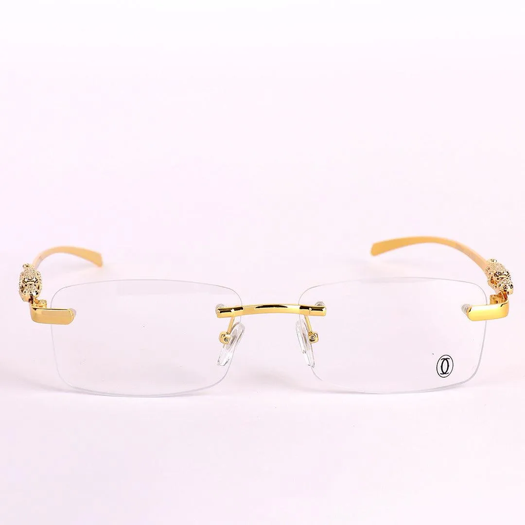 Cartier Leopard in Rhinestones Designed Clear Frame Rimless Glasses