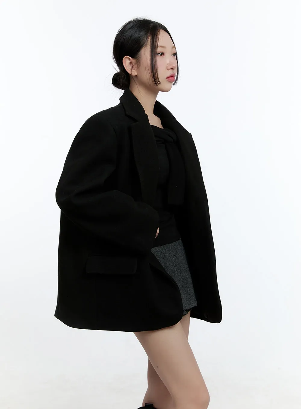 Chic Wool Blend Oversized Blazer CD423