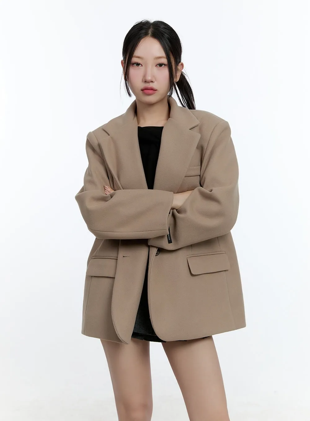 Chic Wool Blend Oversized Blazer CD423