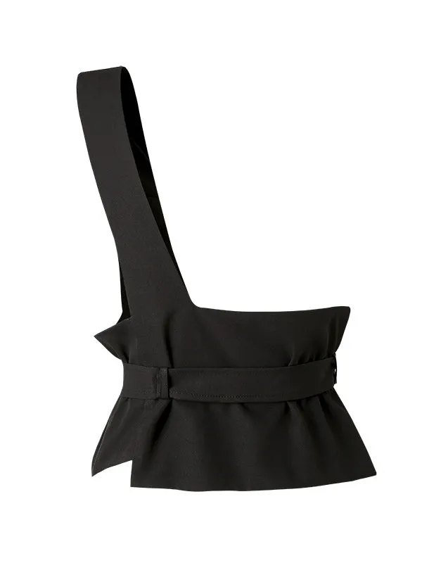 Chicmy-Stylish Belt Buckle Black Vest