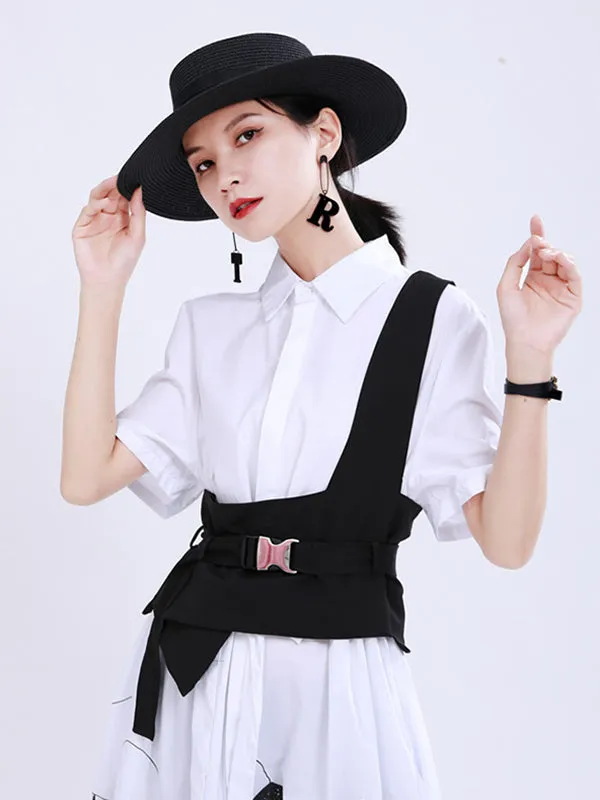 Chicmy-Stylish Belt Buckle Black Vest