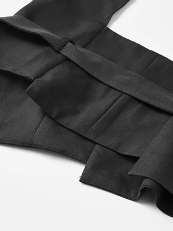 Chicmy-Stylish Belt Buckle Black Vest