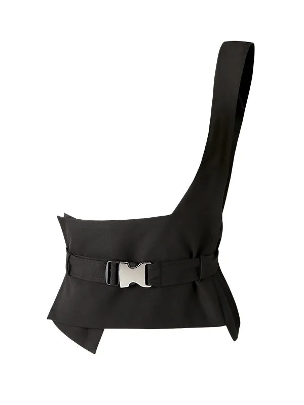 Chicmy-Stylish Belt Buckle Black Vest