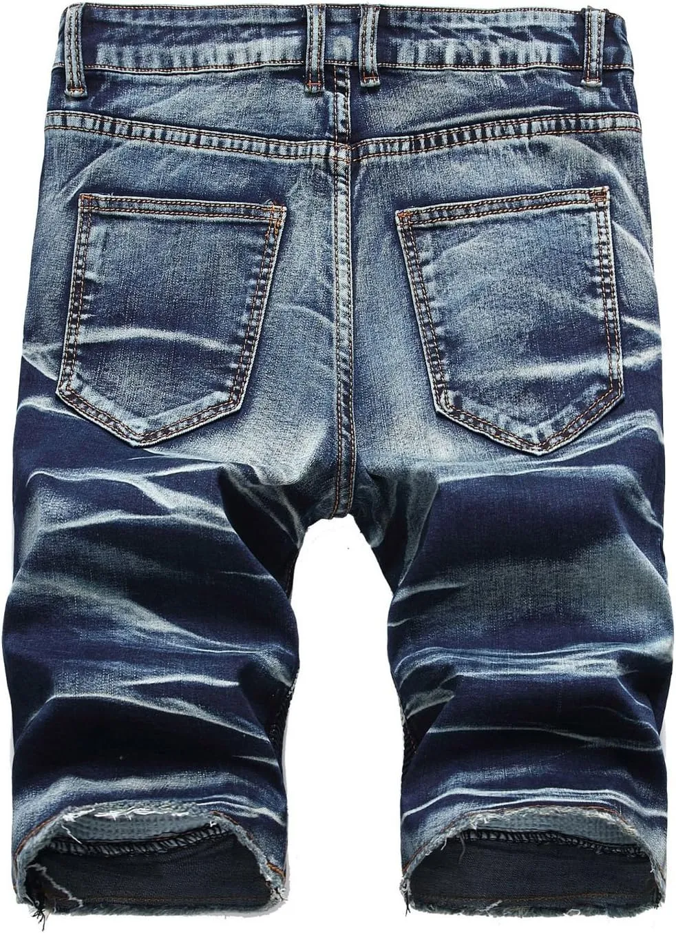 chouyatou Men's Summer Cool Stylish Wrinkle Performance Moto Ripped Denim Shorts