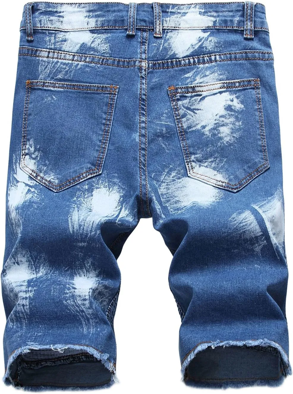 chouyatou Men's Summer Cool Stylish Wrinkle Performance Moto Ripped Denim Shorts