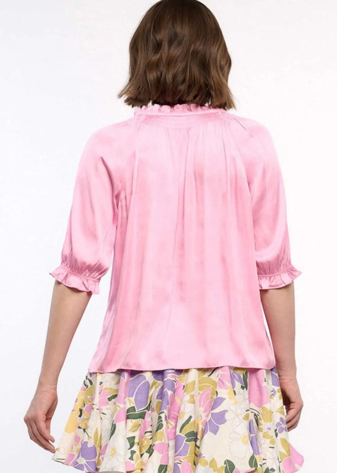 Current Air Half Sleeve Ruffled Split Neck blouse