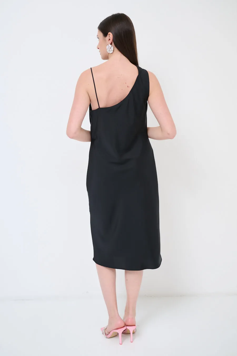 Draped cowl-neck midi dress wholesale