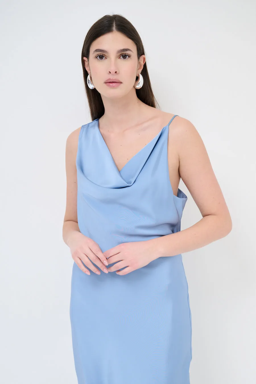 Draped cowl-neck midi dress wholesale
