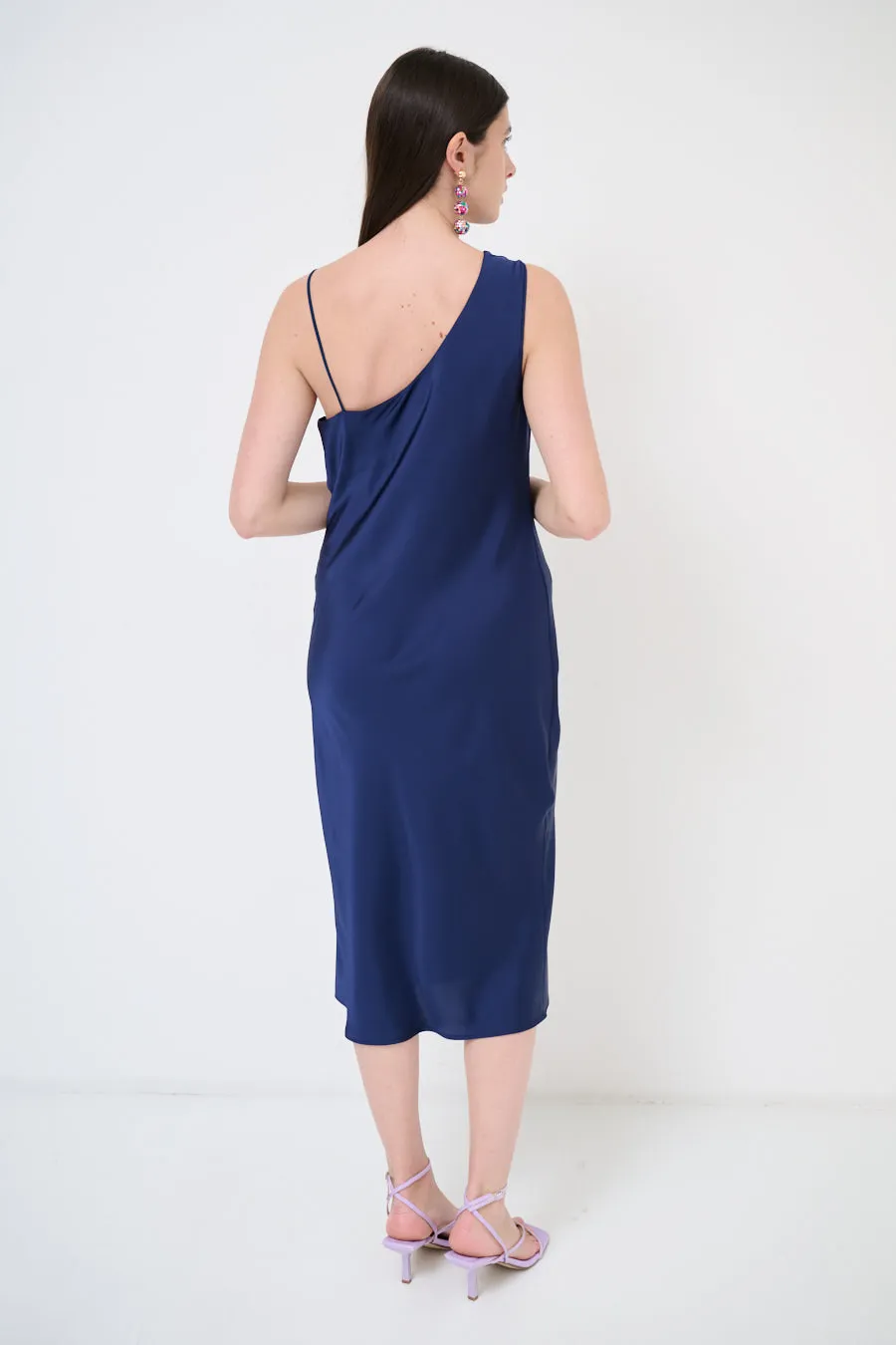 Draped cowl-neck midi dress wholesale
