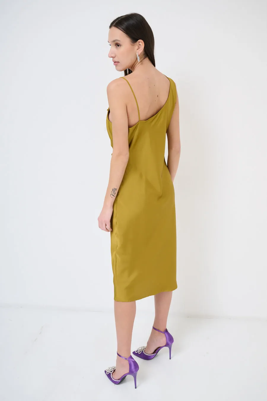 Draped cowl-neck midi dress wholesale