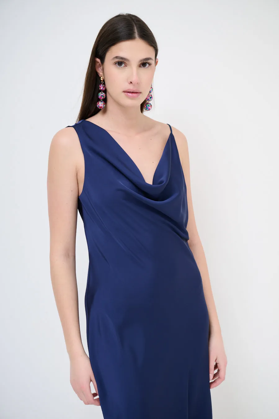Draped cowl-neck midi dress wholesale