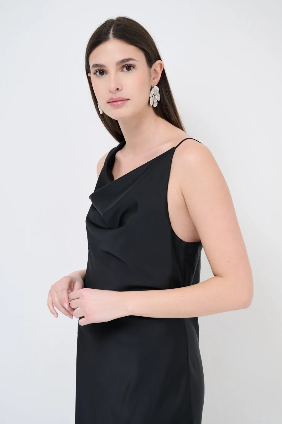 Draped cowl-neck midi dress wholesale