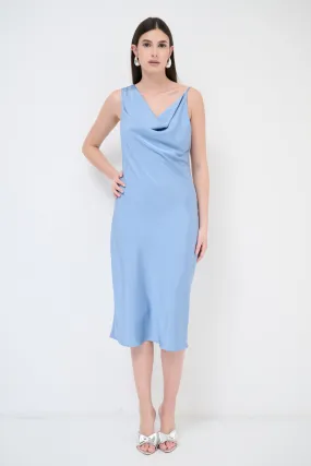 Draped cowl-neck midi dress wholesale