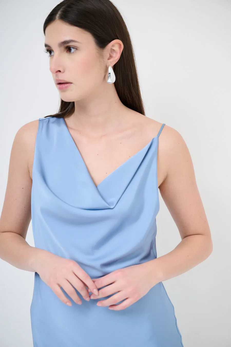 Draped cowl-neck midi dress wholesale