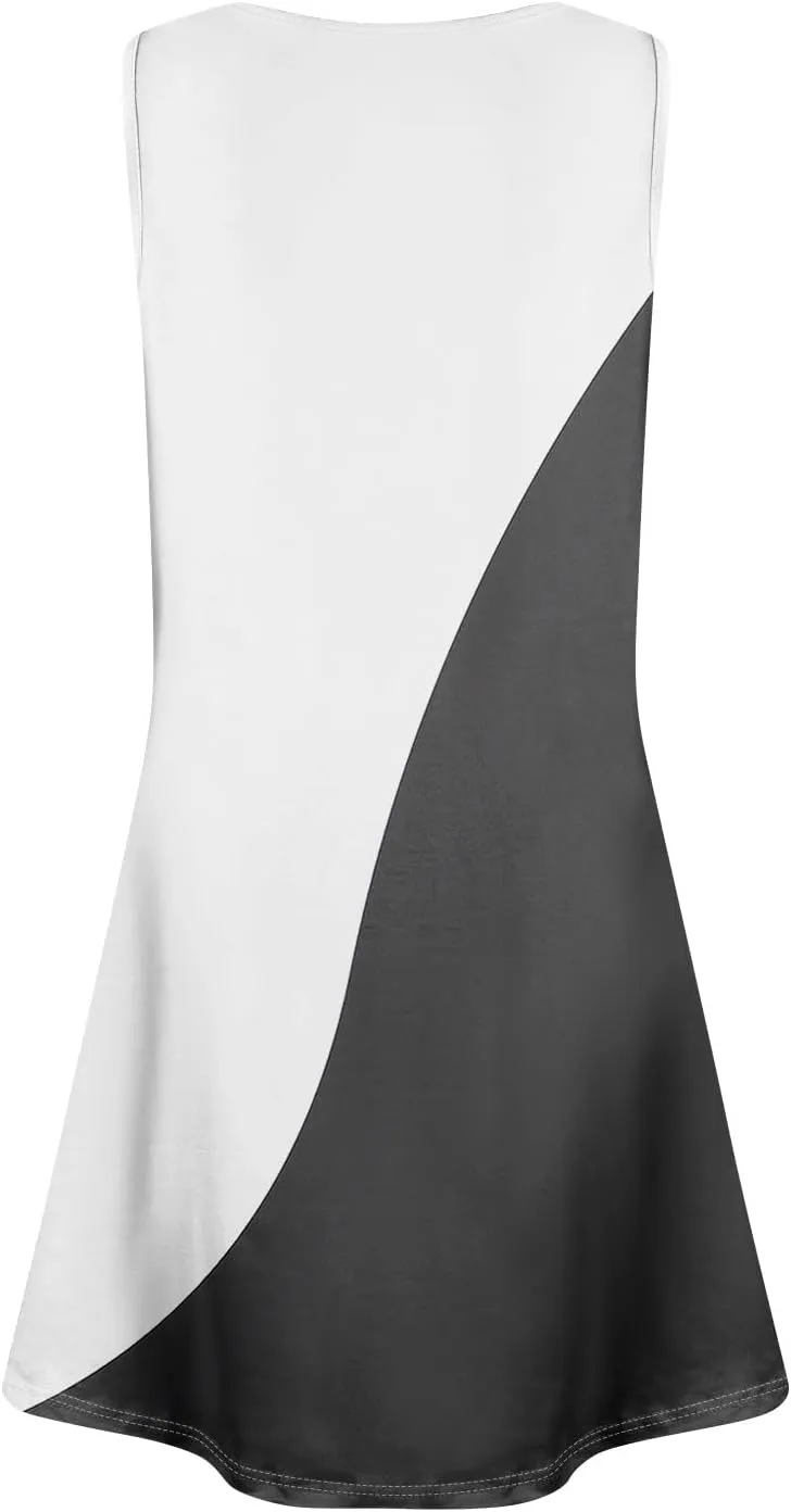 Dresses for Women Spring Tank Sundresses Sleeveless Short Dress Casual Fashion Summer Floral Flowy Dress with Pocket