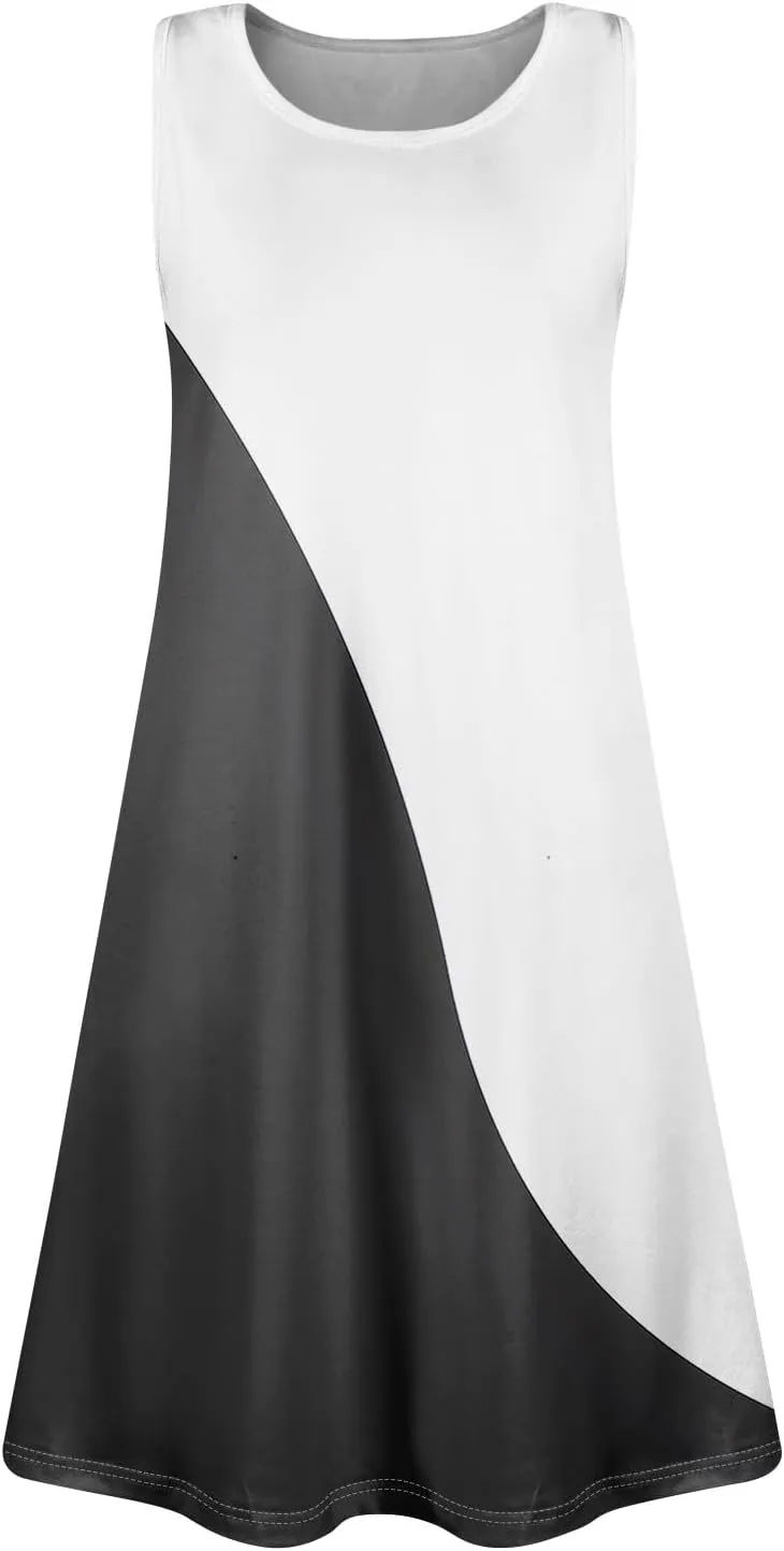 Dresses for Women Spring Tank Sundresses Sleeveless Short Dress Casual Fashion Summer Floral Flowy Dress with Pocket