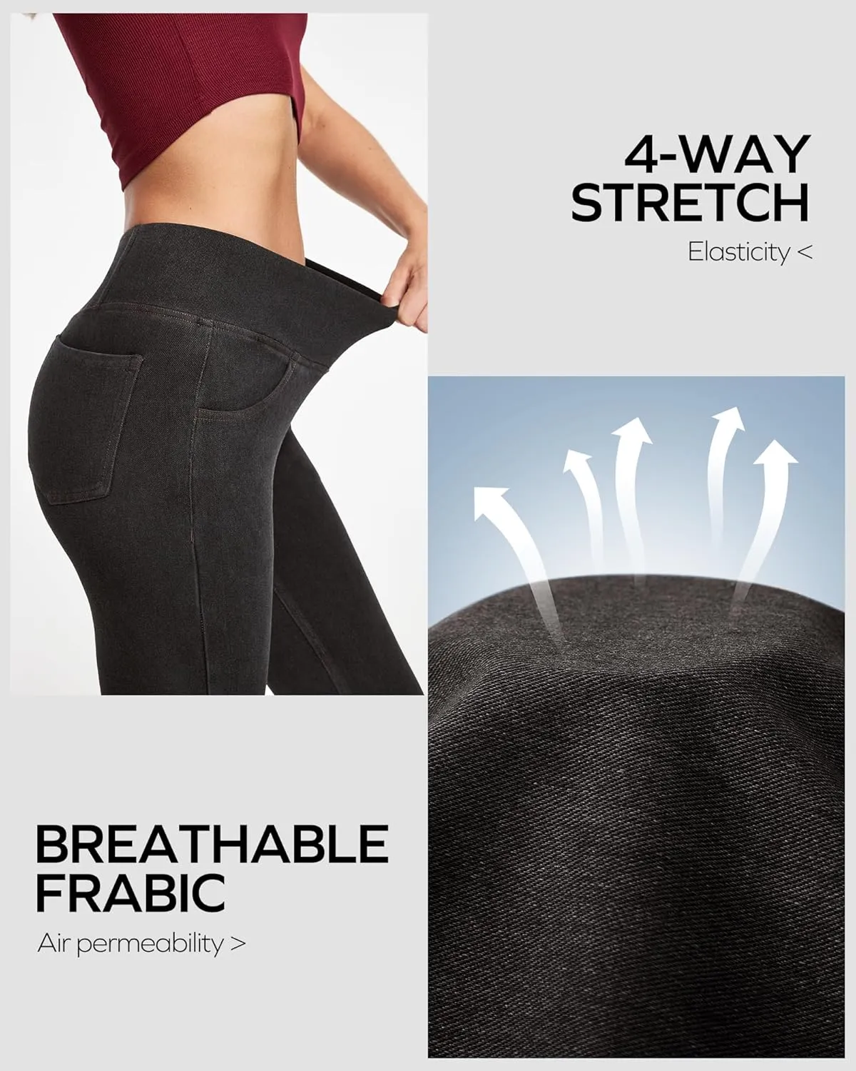 Ewedoos Flare Bell Bottom Jeans for Women Jeggings Tummy Control High Waisted Stretchy Crossover Pull On Jeans