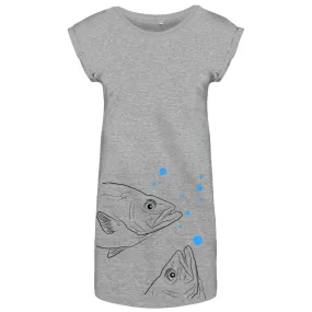 Fish flowy t-shirt dress, grey