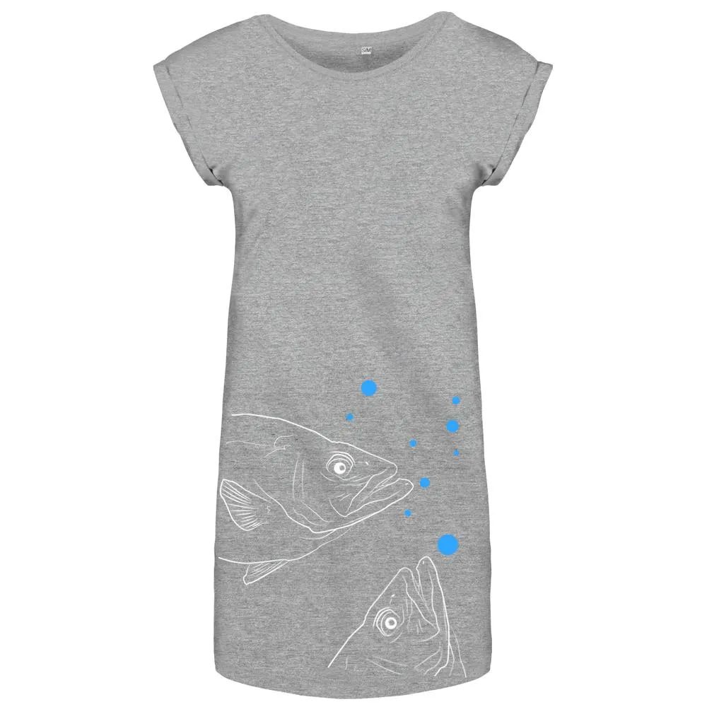 Fish flowy t-shirt dress, grey