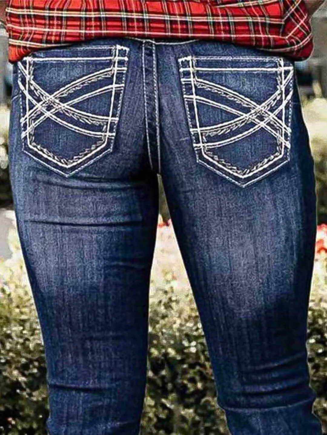 Flamingals Butt Lifting Bootcut Jeans Straight Leg Stretchy Curvy Tummy Control Double Button Denim Jeans