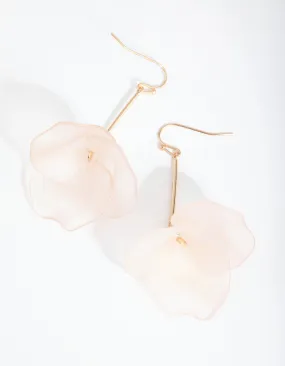 Gold Opaque Flower Drop Earrings