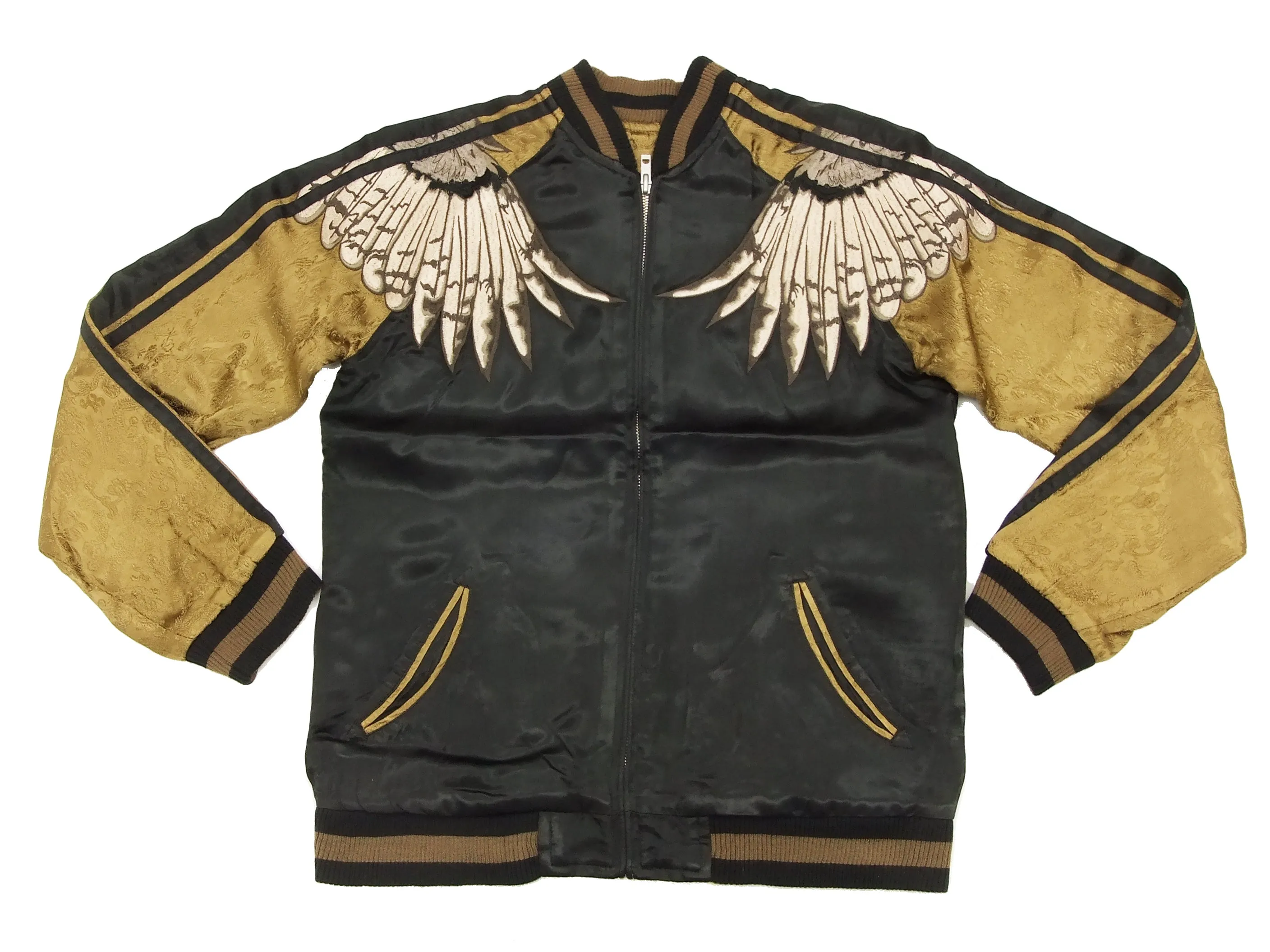 Hanatabi Gakudan Men's Japanese Souvenir Jacket Japanese Owl Sukajan Script SSJ-009