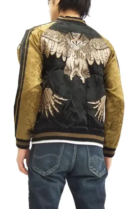 Hanatabi Gakudan Men's Japanese Souvenir Jacket Japanese Owl Sukajan Script SSJ-009